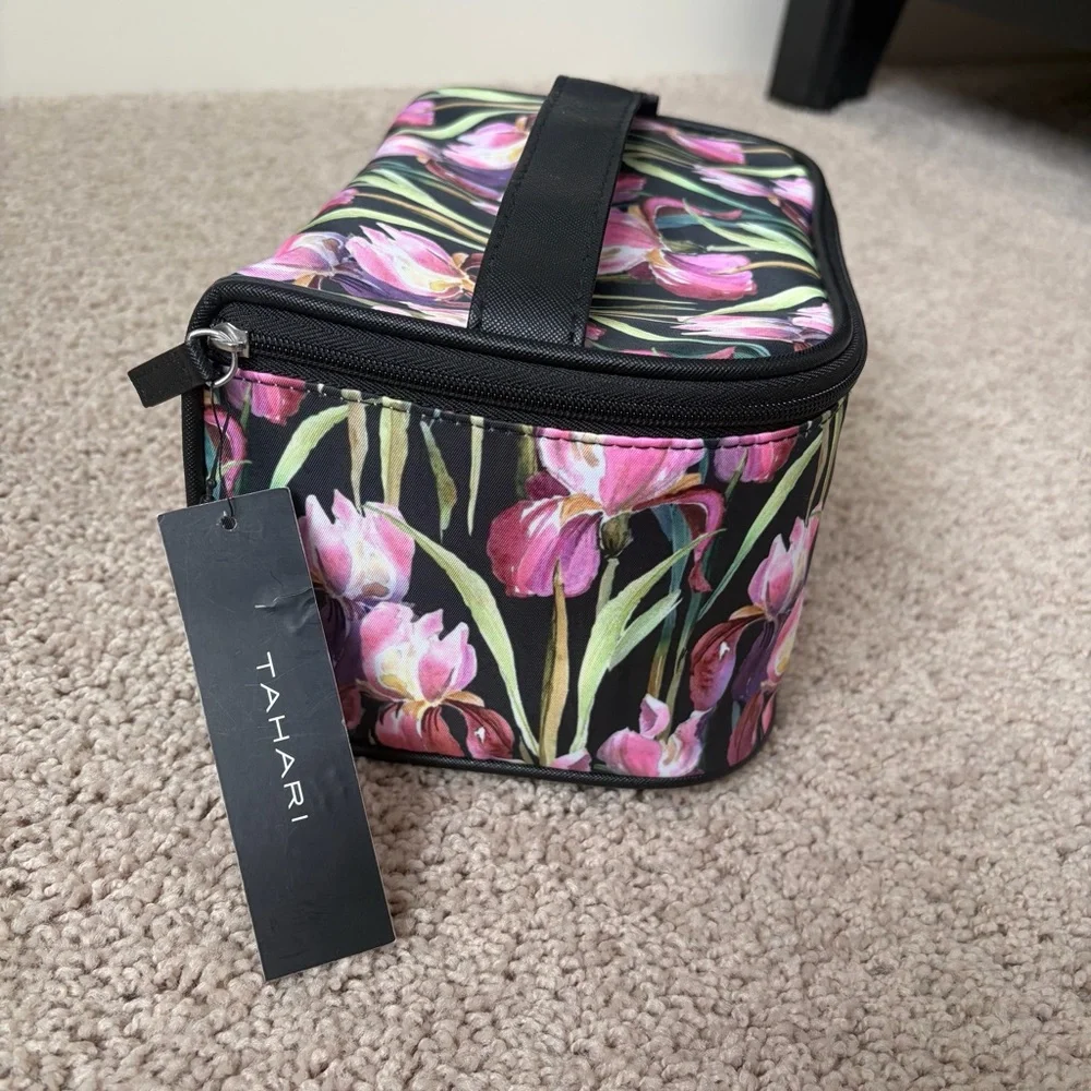 Tahari Medium Train Travel Cosmetic Case Floral Makeup Bag